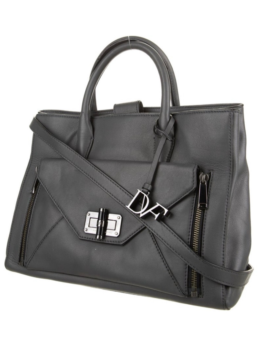 Diane von Furstenberg “DVF” - Grey Leather “secret agent” bag